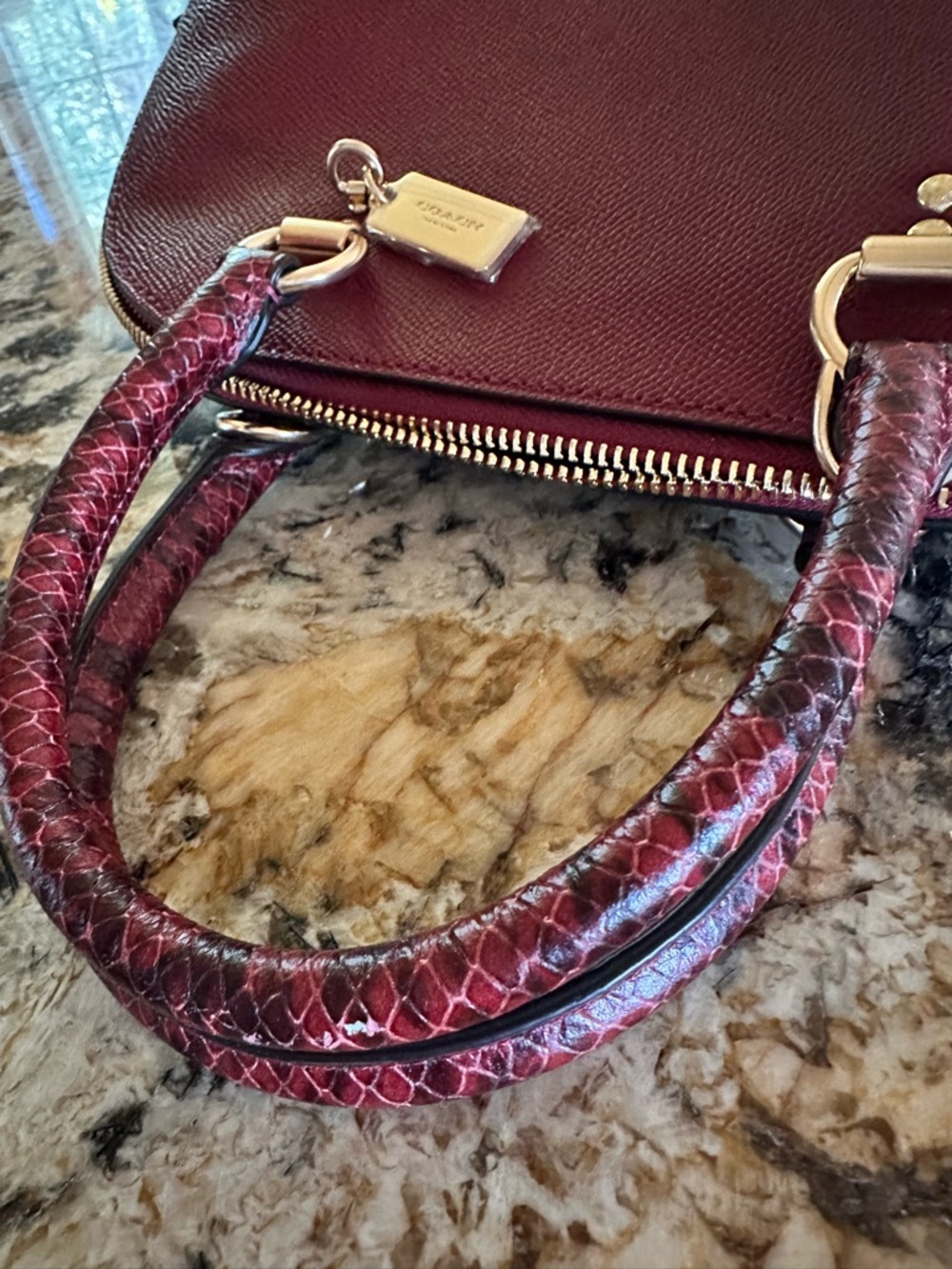 Coach Burgundy Leather Dome Satchel with Gold Hardware - Picture 4 of 6